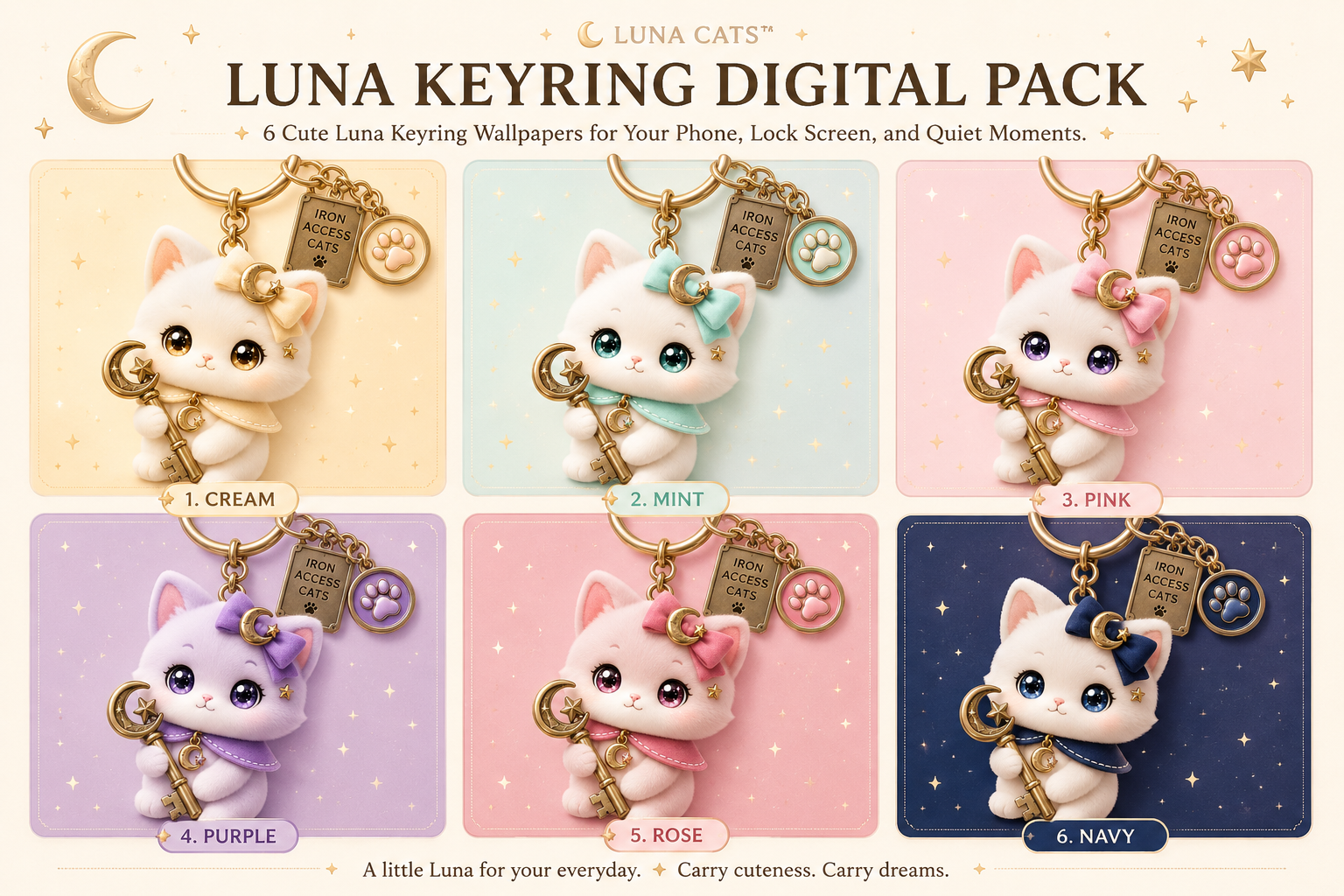 Luna Keyring 6 Color Collection